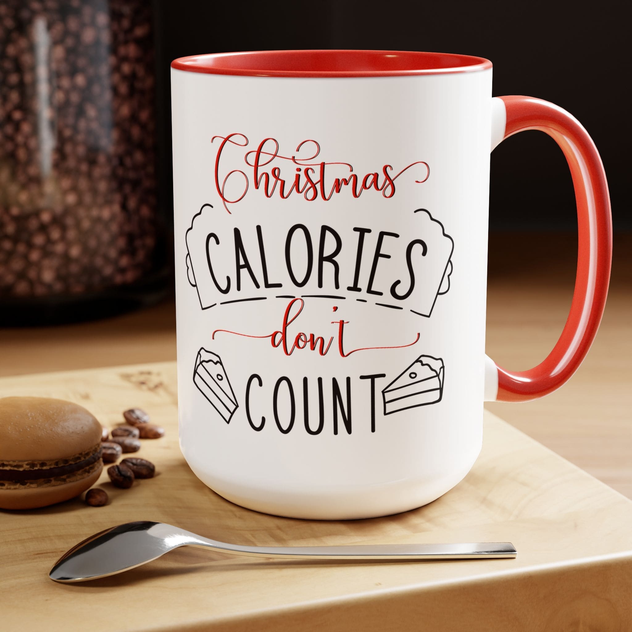 "Christmas Calories Don't Count" Two-Tone Coffee Mugs, 15oz - Image 4