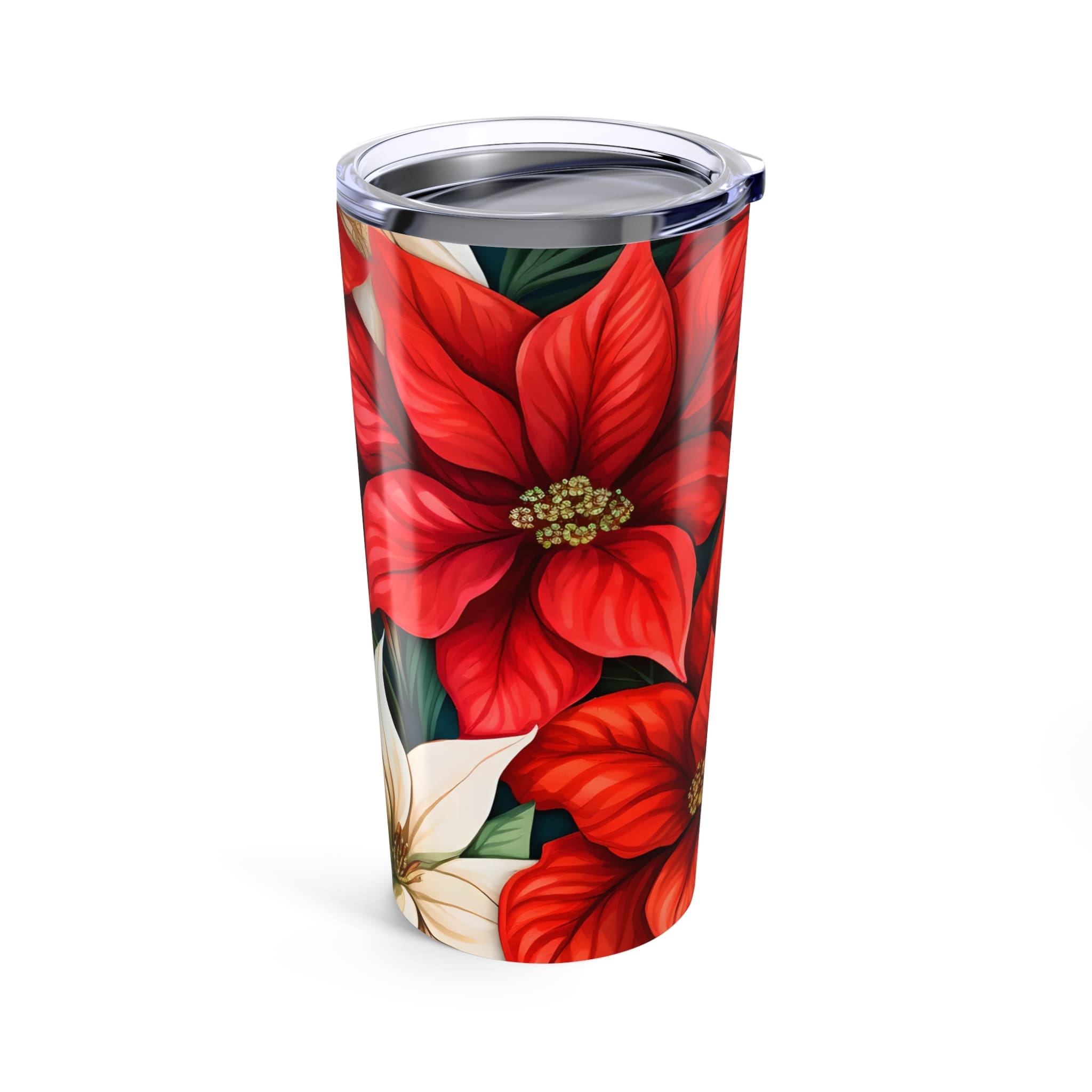 Christmas Poinsettia Travel Tumbler 20oz - Image 3