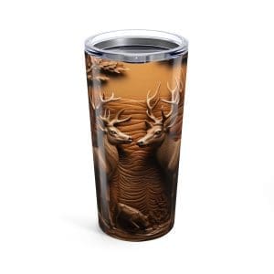 3D Engraved Leather Deer 20oz Tumbler/Travel Mug