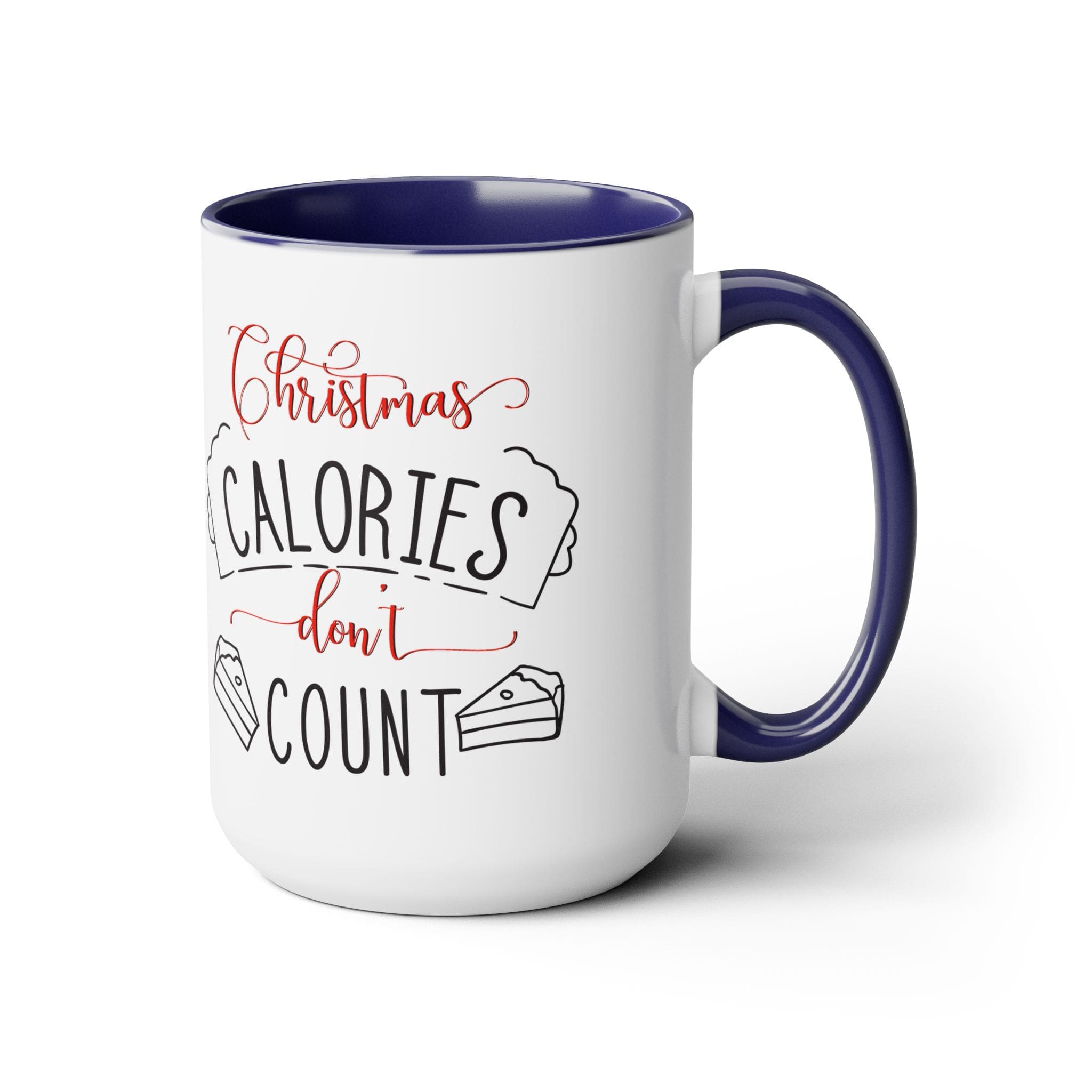 "Christmas Calories Don't Count" Two-Tone Coffee Mugs, 15oz - Image 11