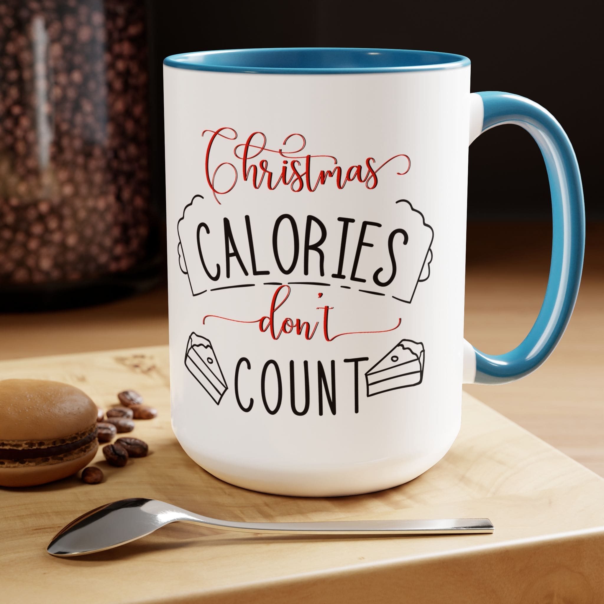 "Christmas Calories Don't Count" Two-Tone Coffee Mugs, 15oz - Image 8