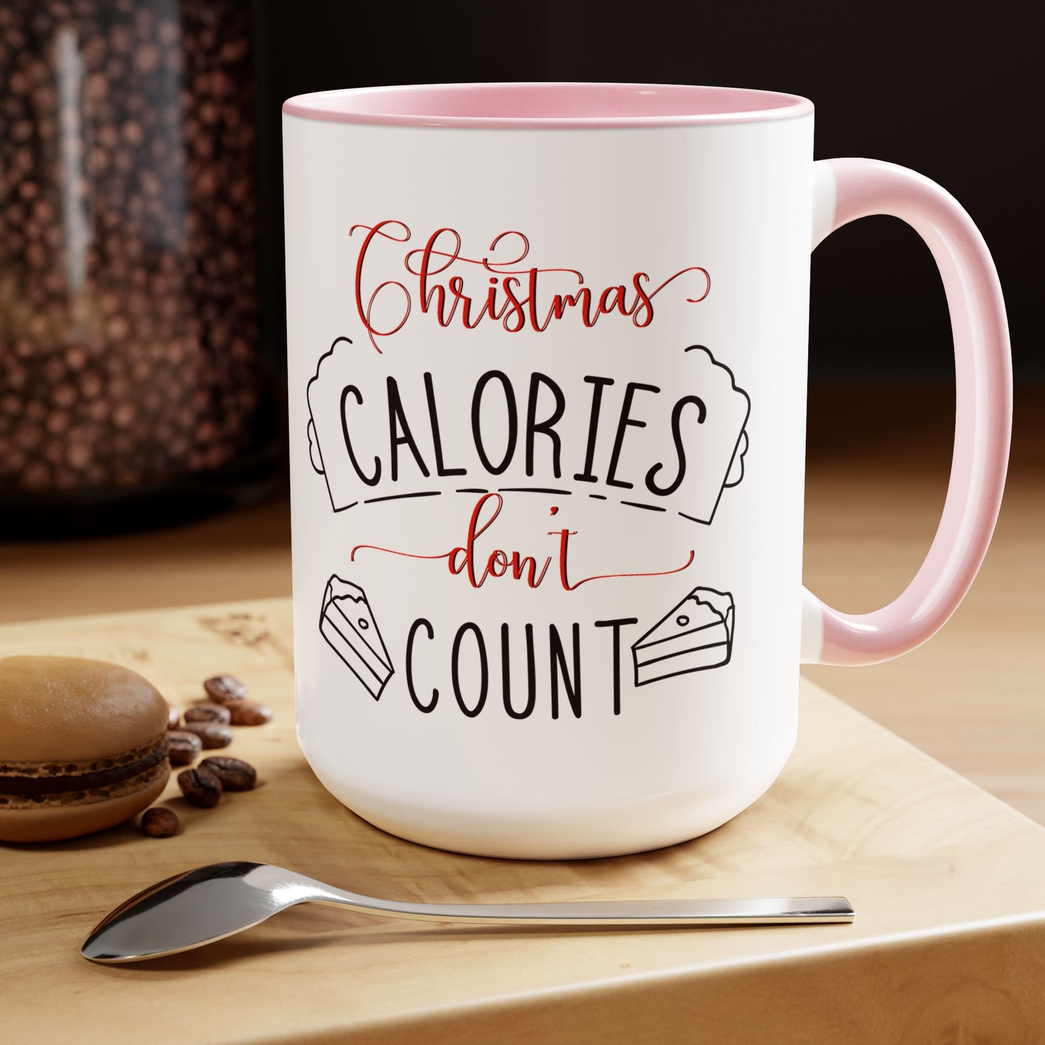 "Christmas Calories Don't Count" Two-Tone Coffee Mugs, 15oz - Image 16