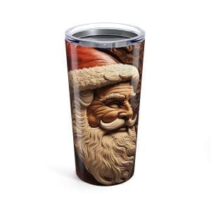 Christmas Santa 20oz Tumbler — 3D Engraved Leather-Look Travel Mug (Design 1)