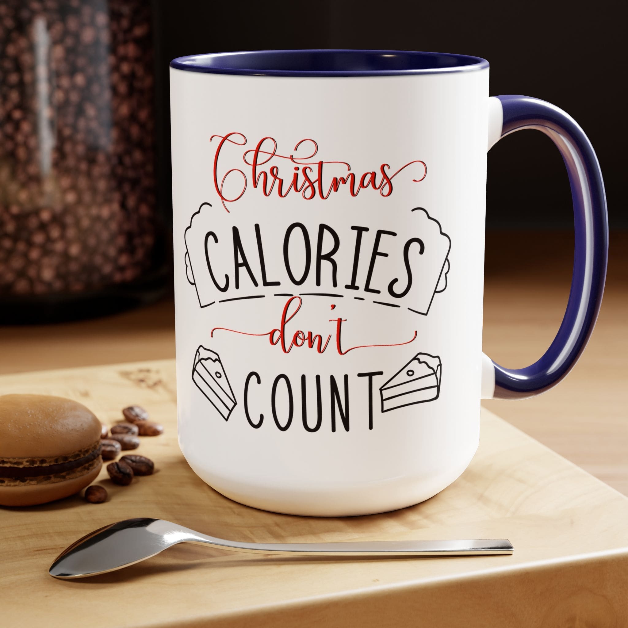"Christmas Calories Don't Count" Two-Tone Coffee Mugs, 15oz - Image 12