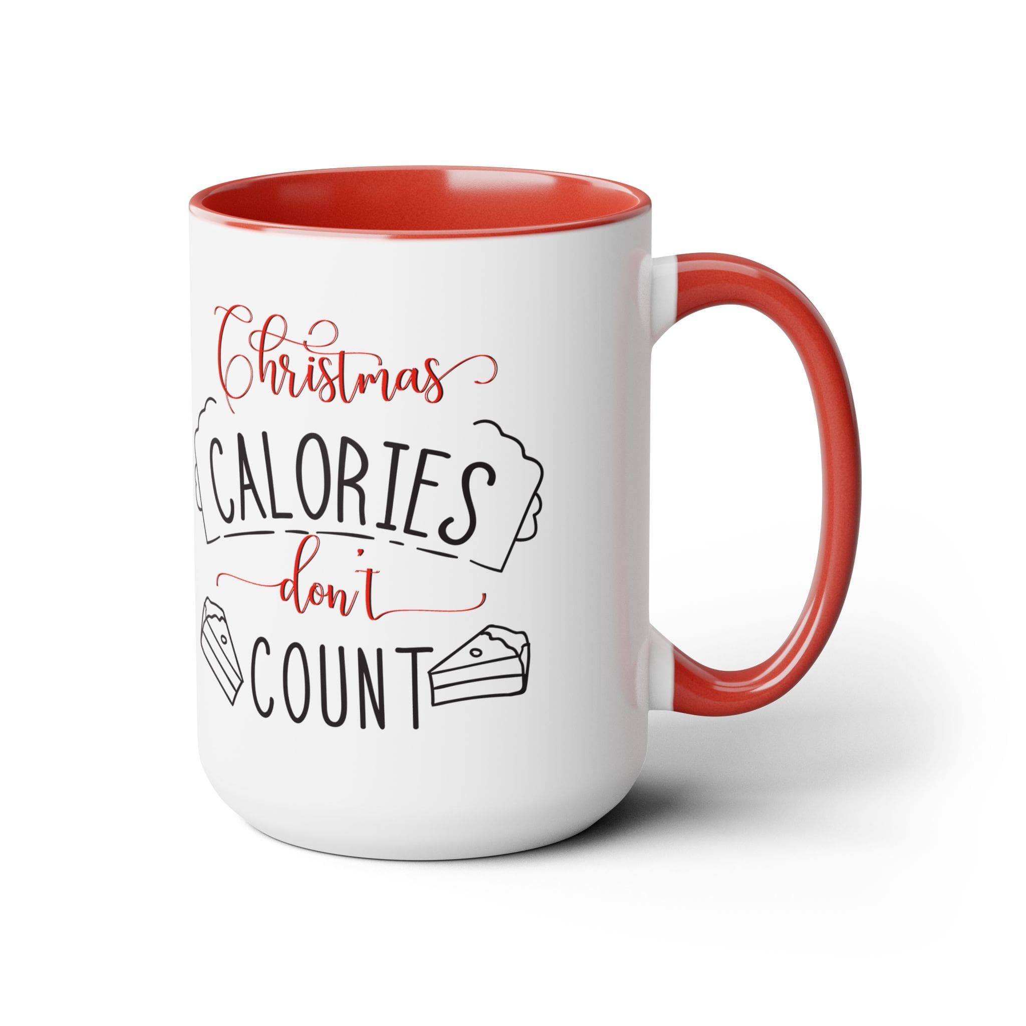 "Christmas Calories Don't Count" Two-Tone Coffee Mugs, 15oz - Image 3