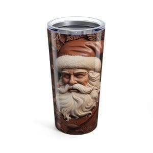 Christmas Santa 20oz Tumbler — 3D Engraved Leather-Look Travel Mug (Design 1)