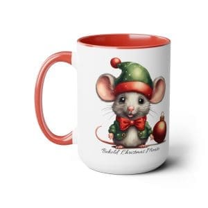 Behold Christmas Mouse Two-Tone Coffee Mugs, 15oz