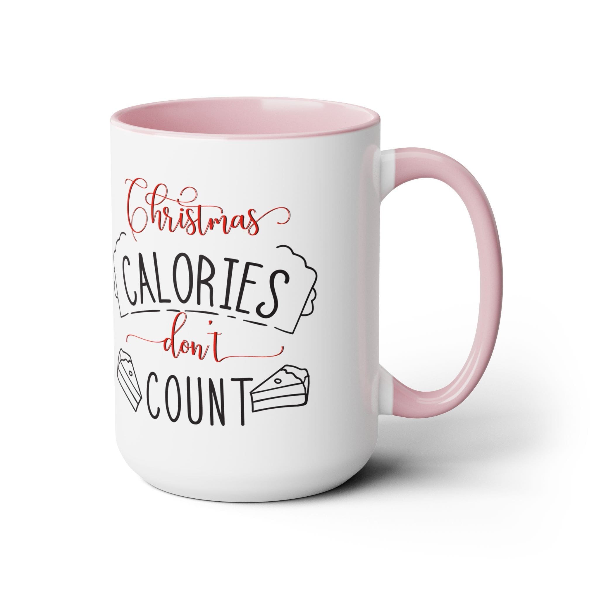"Christmas Calories Don't Count" Two-Tone Coffee Mugs, 15oz - Image 15