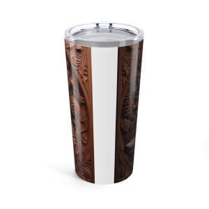 Christmas Santa 20oz Tumbler — 3D Engraved Leather-Look Travel Mug (Design 1)