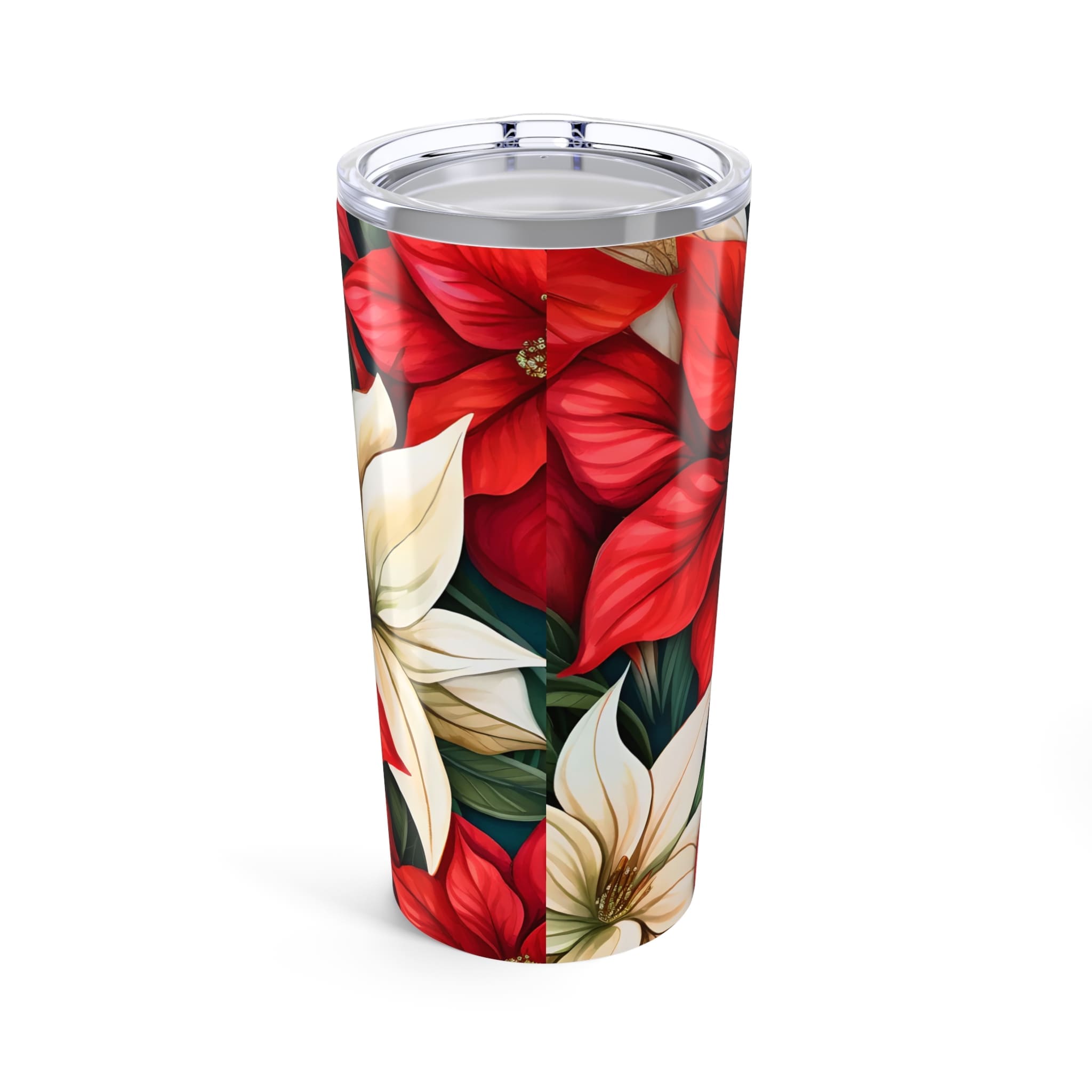 Christmas Poinsettia Travel Tumbler 20oz - Image 2