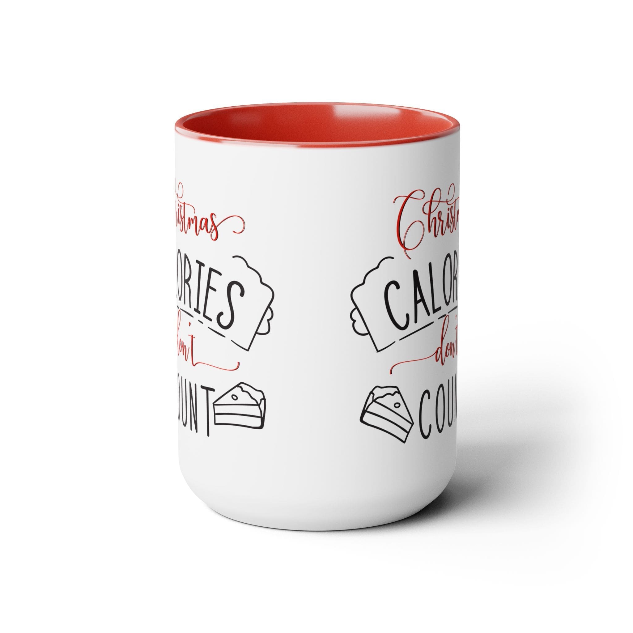 "Christmas Calories Don't Count" Two-Tone Coffee Mugs, 15oz - Image 2
