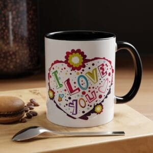 I Love You Heart Accent Coffee Mug — Colorful Romantic Gift (11/15oz)