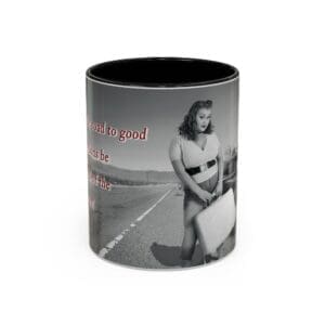Vintage Pin-Up Roadside Photo Coffee Mug — On The Road To Good Intentions.(11/15oz)