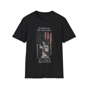 No Retreat No Surrender Spartan Law T-Shirt — American Flag Valor Tee