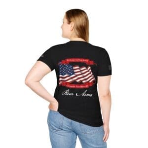 T-Shirt — American Flag 'Bear Arms' Patriotic Graphic Tee (To Guarantee Your Safety… Guarantee Your Ability to Bear Arms)