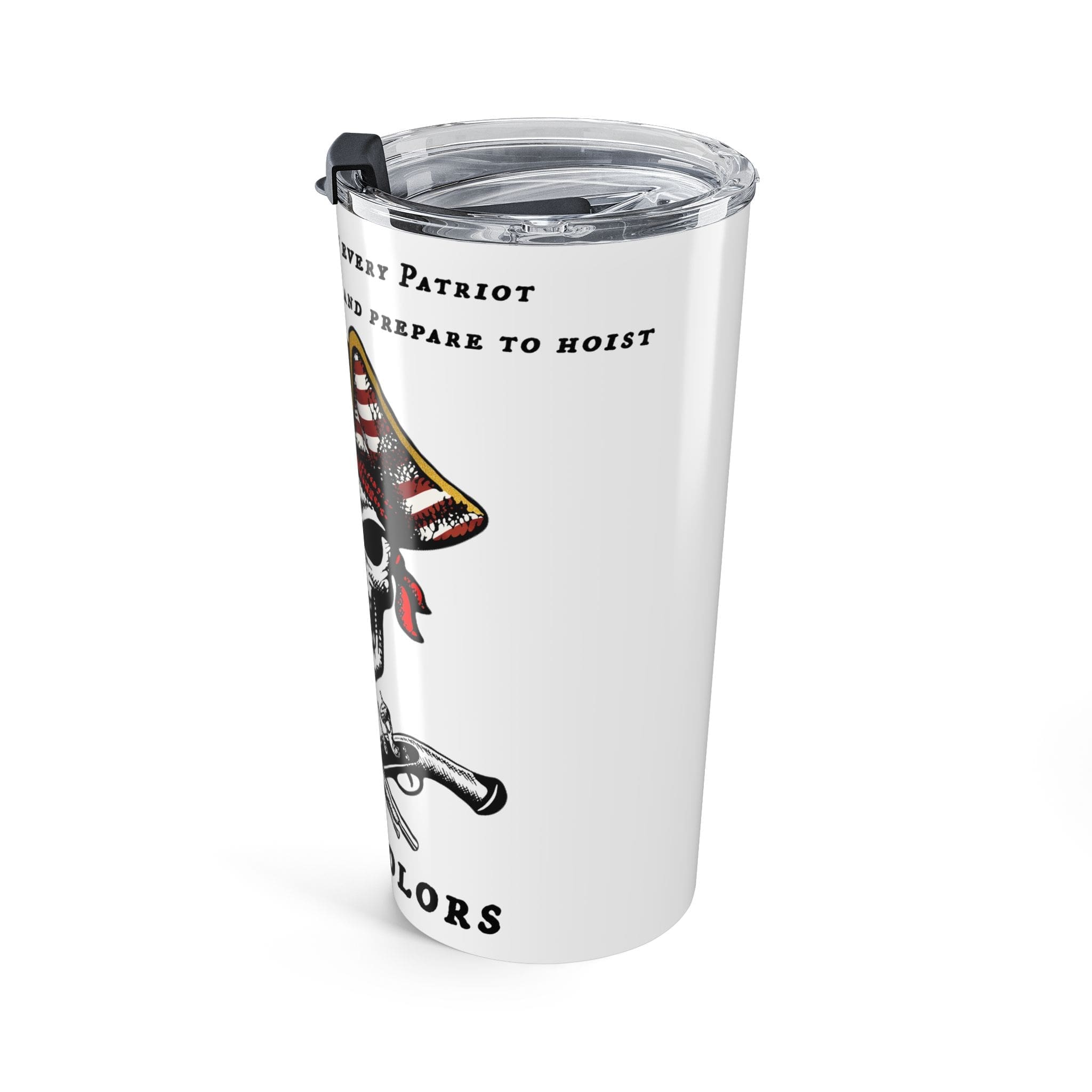 Patriotic Pirate Skull "Hoist The Colors" 20oz Tumbler – American Flag Tricorn Travel Cup
