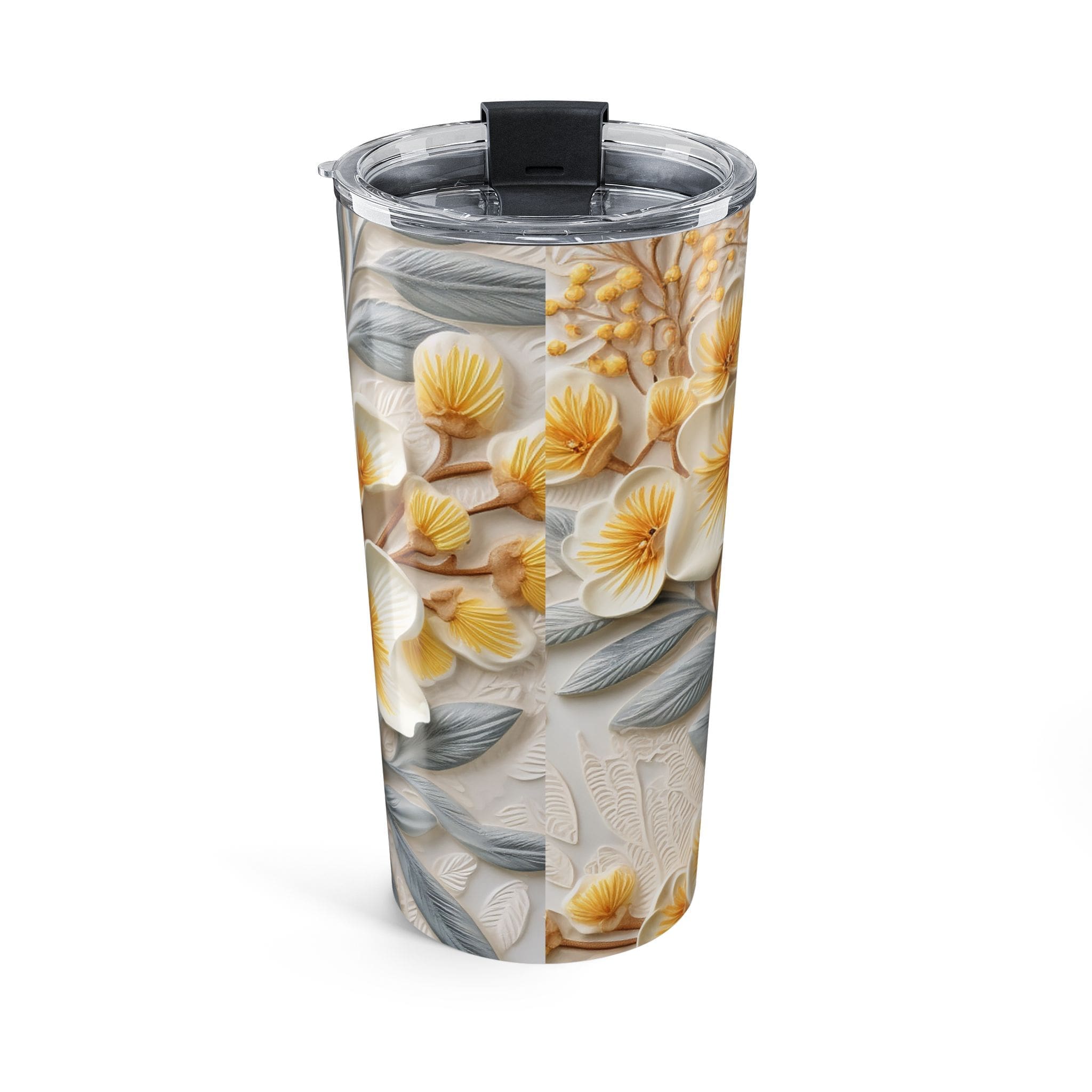20oz Floral Tumbler — Yellow Blossom Insulated Travel Cup