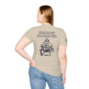 Military Tactical T‑Shirt — “Greater Love Hath No Man” (Back printed) Veteran Tribute