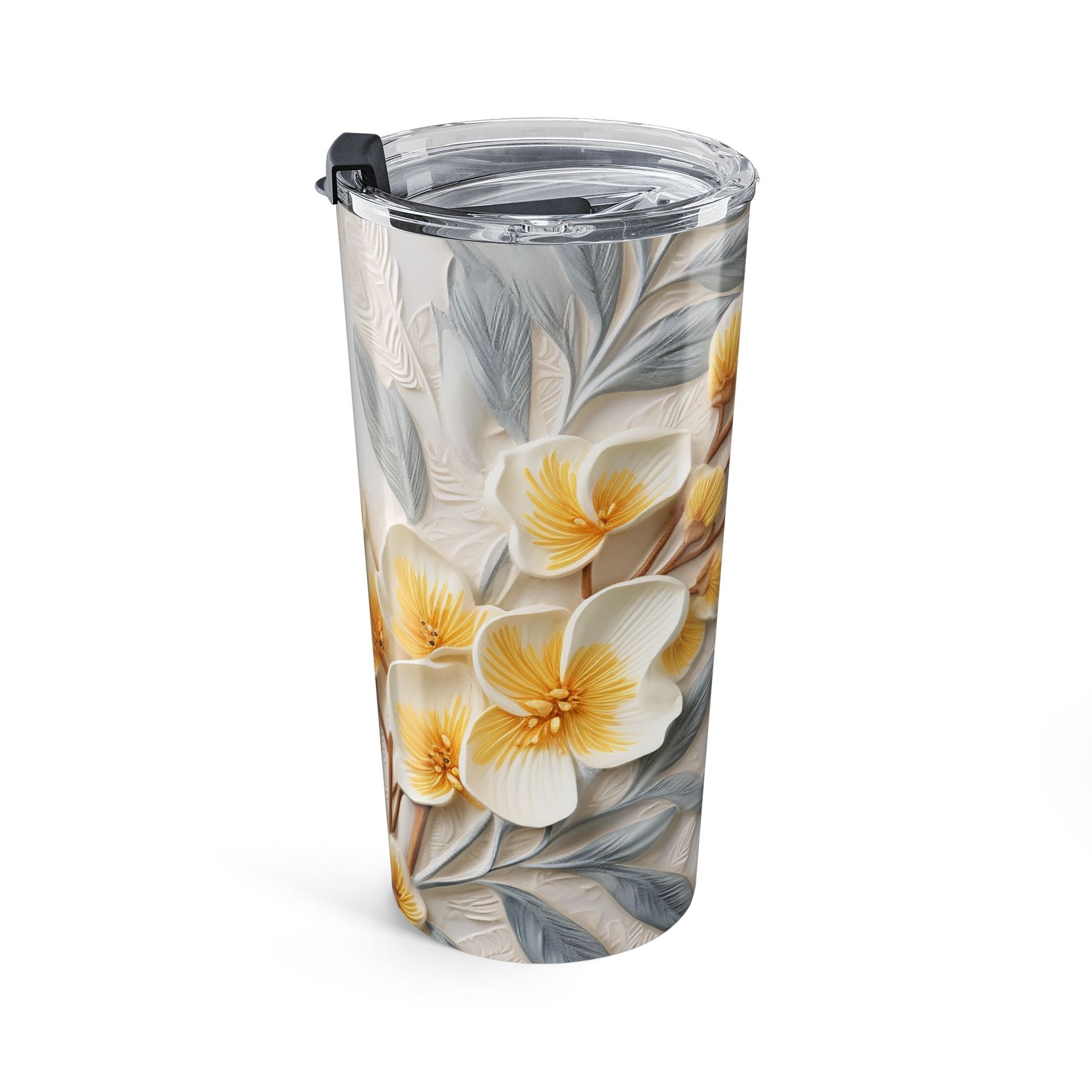 20oz Floral Tumbler — Yellow Blossom Insulated Travel Cup