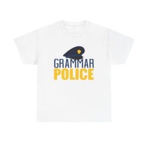 Grammar Police T-Shirt – Funny Teacher & Editor Shirt with Police Hat Design