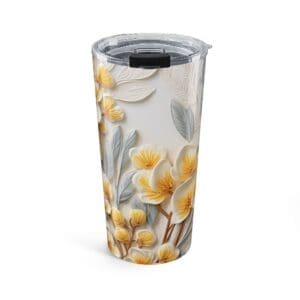 20oz Floral Tumbler — Yellow Blossom Insulated Travel Cup