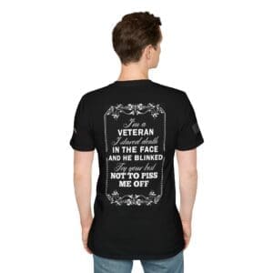 Veteran T-Shirt — "I Stared Death In The Face" Bold Back Print