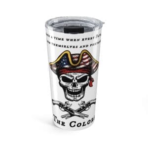 Patriotic Pirate Skull "Hoist The Colors" 20oz Tumbler – American Flag Tricorn Travel Cup