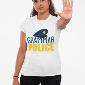 Grammar Police T-Shirt – Funny Teacher & Editor Shirt with Police Hat Design