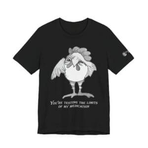 Demented Rooster Sketch Tee — Hand-Drawn Chicken Graphic T-Shirt