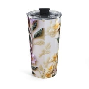 20oz Floral (Design 5) Tumbler — Pastel Yellow & Lavender Bouquet Travel Mug