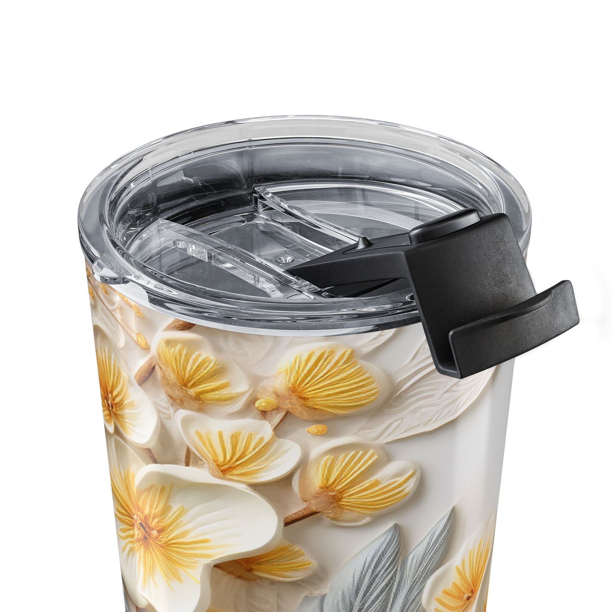 20oz Floral Tumbler — Yellow Blossom Insulated Travel Cup