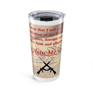 20oz Patriotic Constitution Tumbler — "Help Me God" Military & Veteran Design