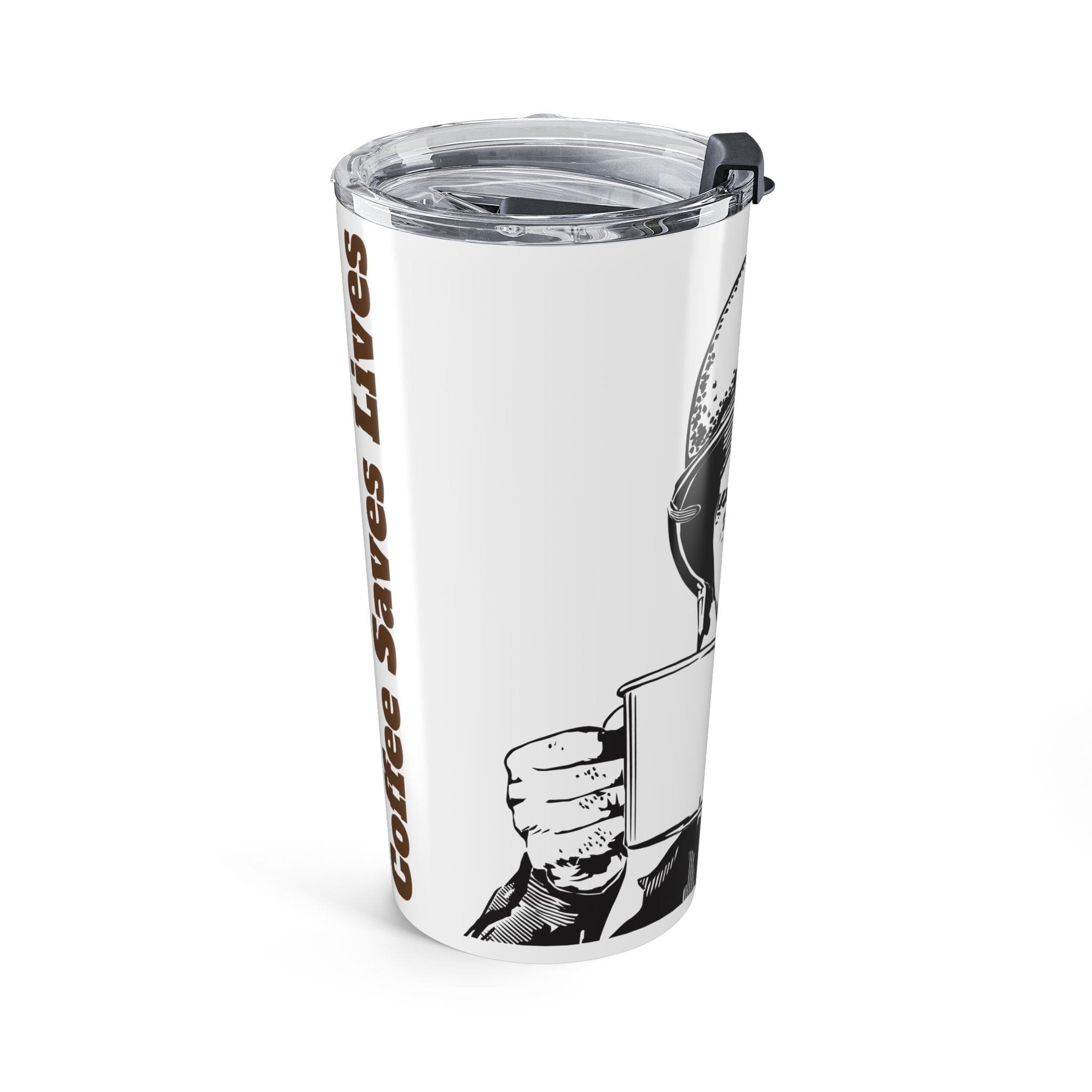 20oz Coffee Tumbler — Retro ‘Coffee Saves Lives’ Travel Cup